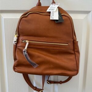 Brown Faux Leather Backpack